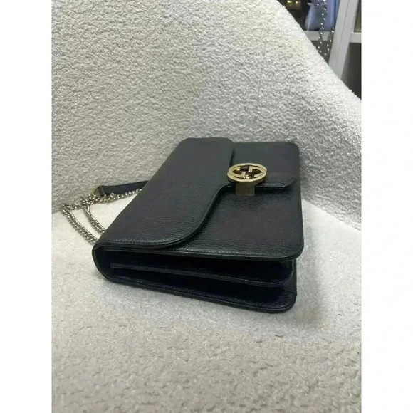 Gucci Interlocking GG Black Leather Chain Bag - Excellent Condition - Picture 4 of 5